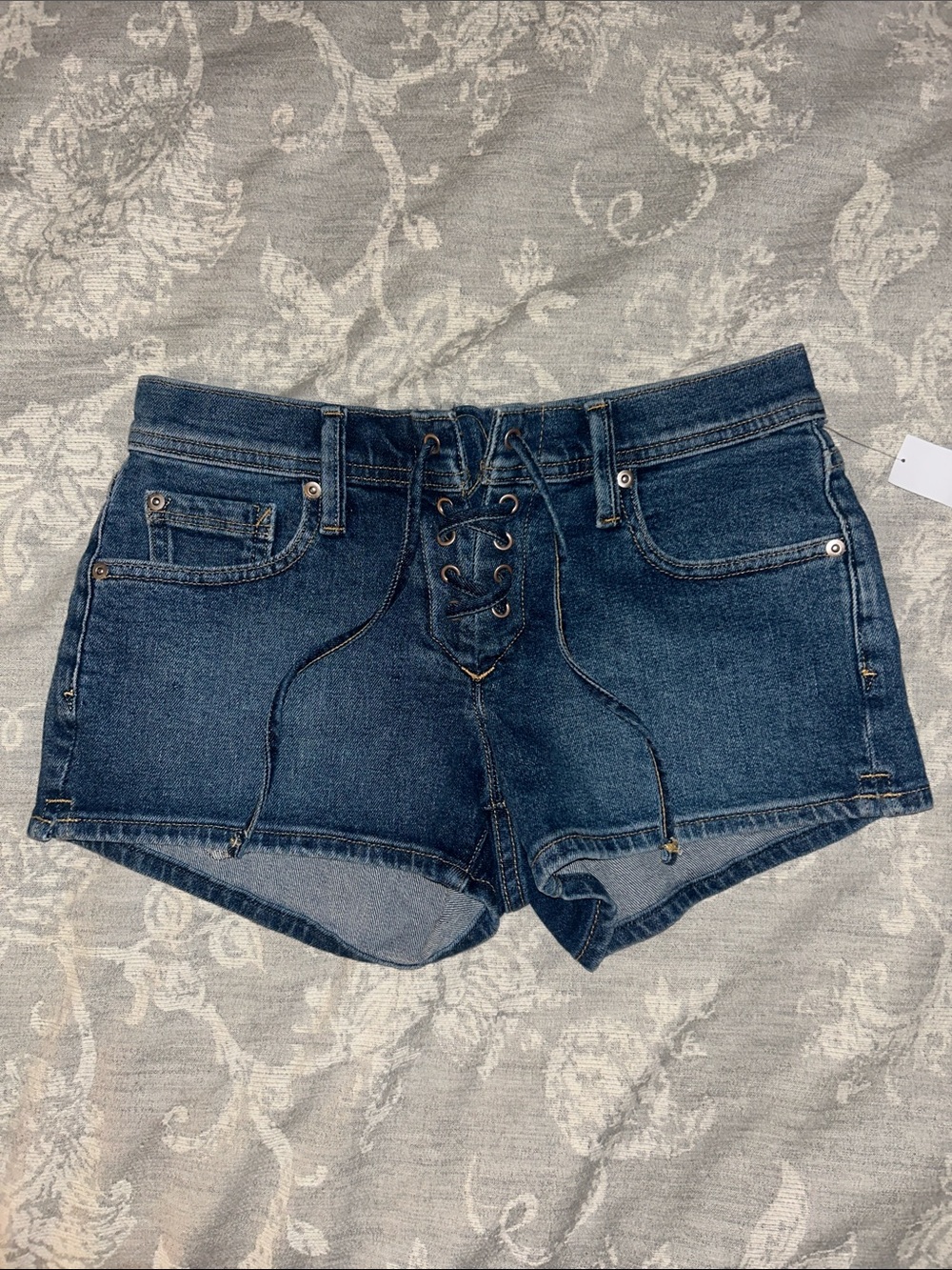 GAP Lace-Up Dark Blue Denim Jean Shorts - Women